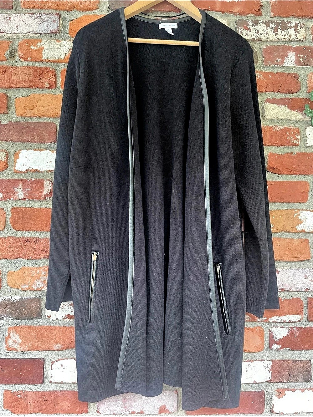 Charter Club Women's Open Front duster sweater Black XL Like New